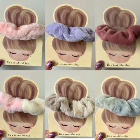 Super soft fluffy fur scrunchies,multiple colors