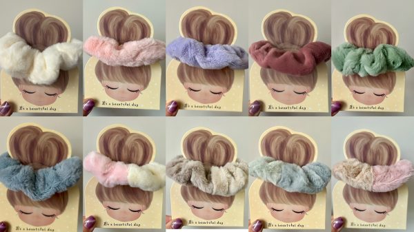 Super soft fluffy fur scrunchies,multiple colors