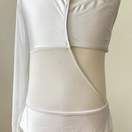 Custom design pearl white Lyrical dance costume base, Children size 10