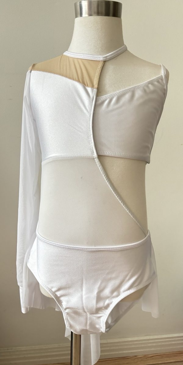 Custom design pearl white Lyrical dance costume base, Children size 10