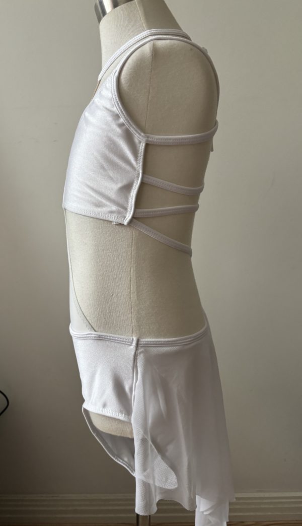 Custom design pearl white Lyrical dance costume base, Children size 10 - Image 3