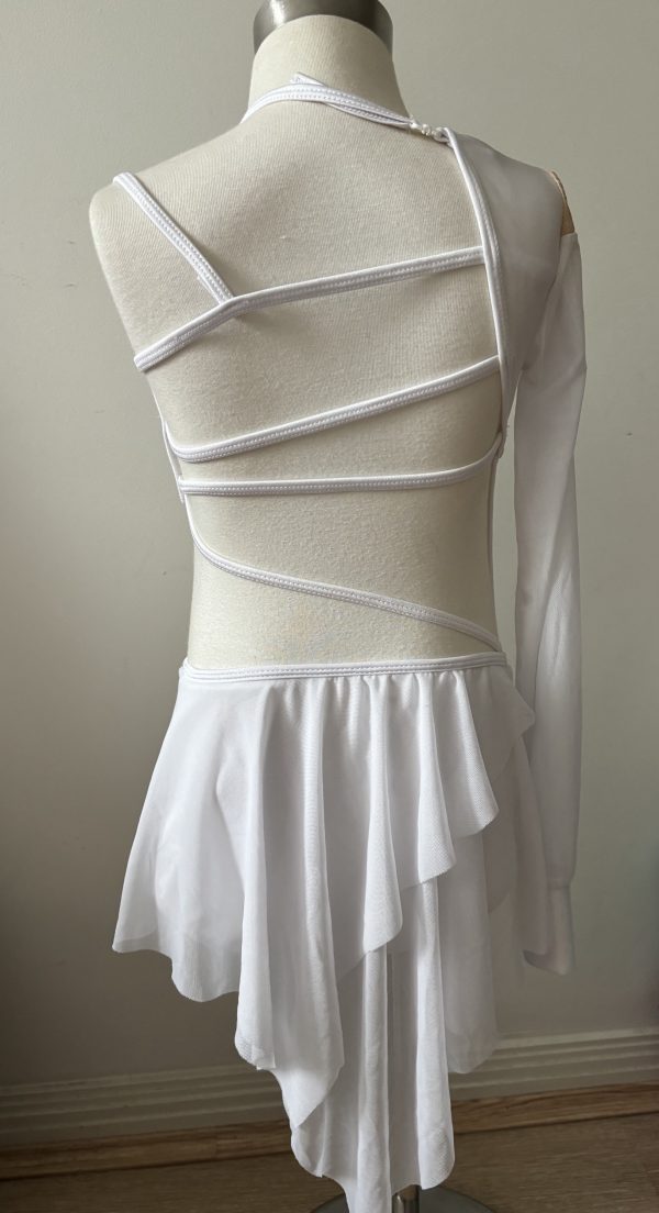Custom design pearl white Lyrical dance costume base, Children size 10 - Image 2