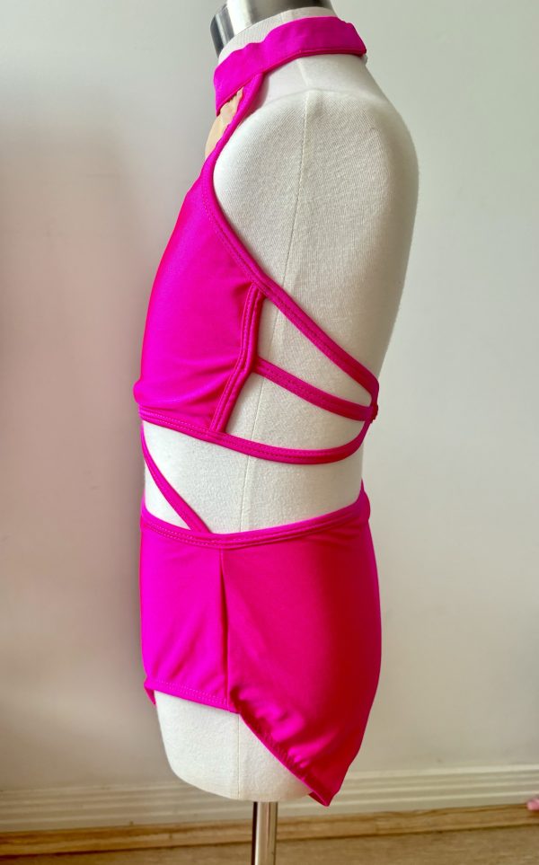 Custom design Hot pink Broadway jazz/jazz/acro costume base, Children size8-10 - Image 4