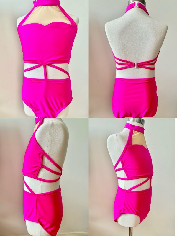 Custom design Hot pink Broadway jazz/jazz/acro costume base, Children size8-10