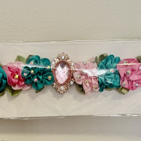 Pink,Teal, Mint and Green Flowers blooming Ballet Bun wrap
