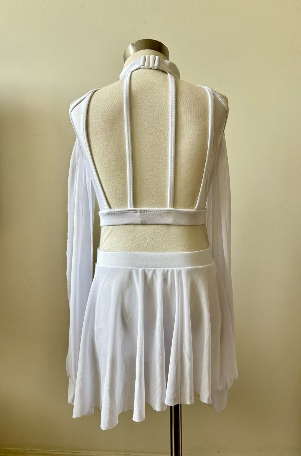 Custom design white  Lyrical dance costume base , two pieces set - Children size 6-8 - Image 3