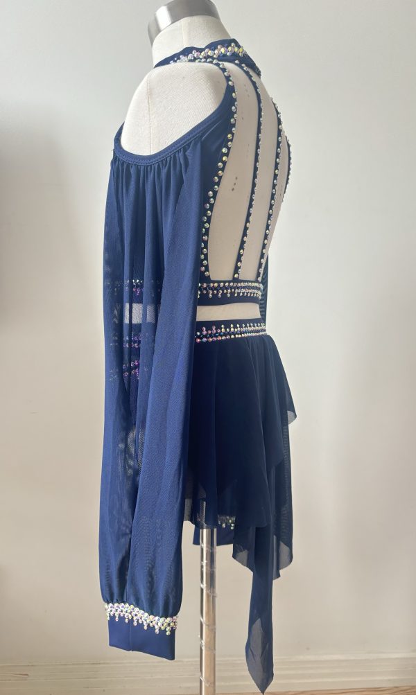 High end Custom design navy blue Lyrical dance costume base set , in Children size 6-8 - Image 2