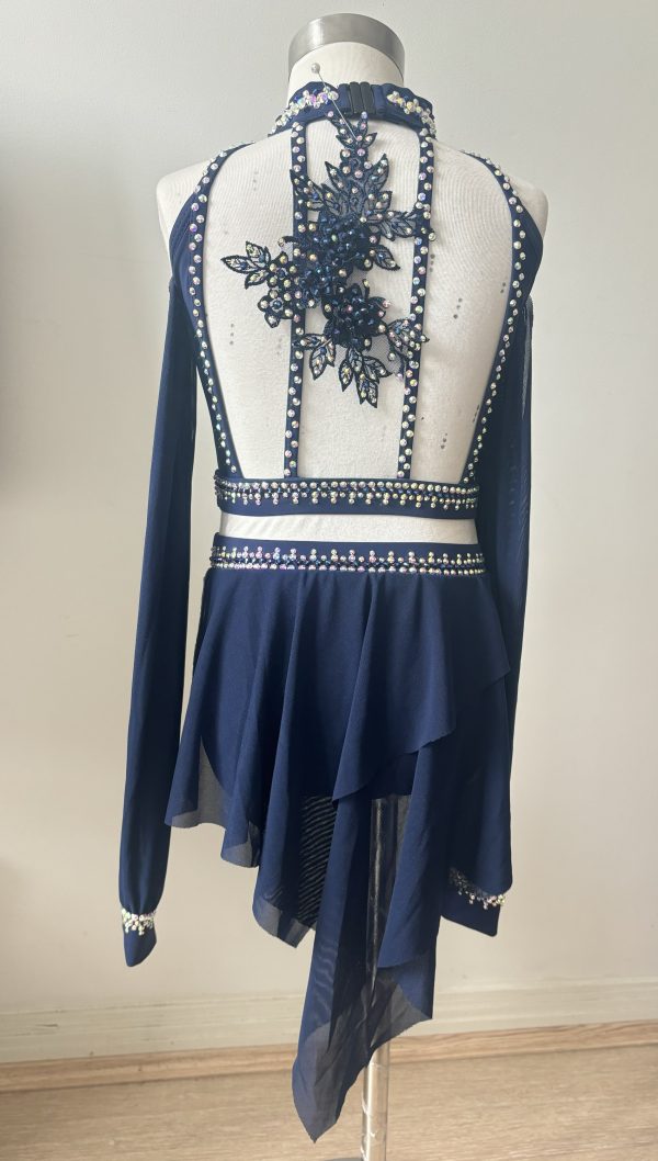 High end Custom design navy blue Lyrical dance costume base set , in Children size 6-8 - Image 4