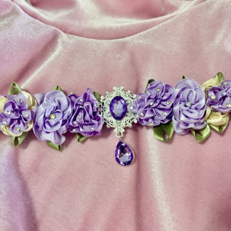 Handmade Jacaranda flowers blooming ballet bun wrap