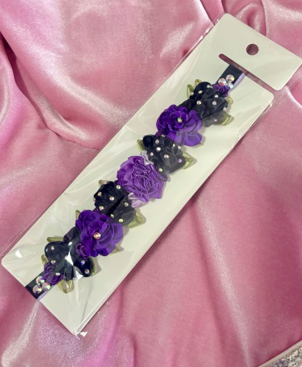 Mixed of Black and purple flowers Blooming Ballet Bun Wrap
